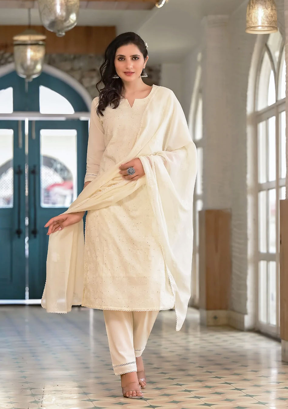 Dupatta with 2025 off white suit