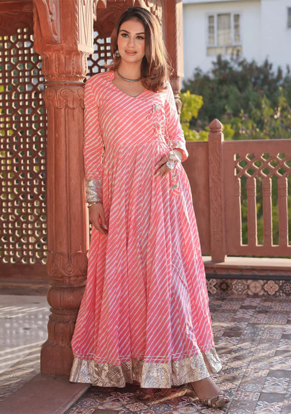 Pink shop cotton anarkali