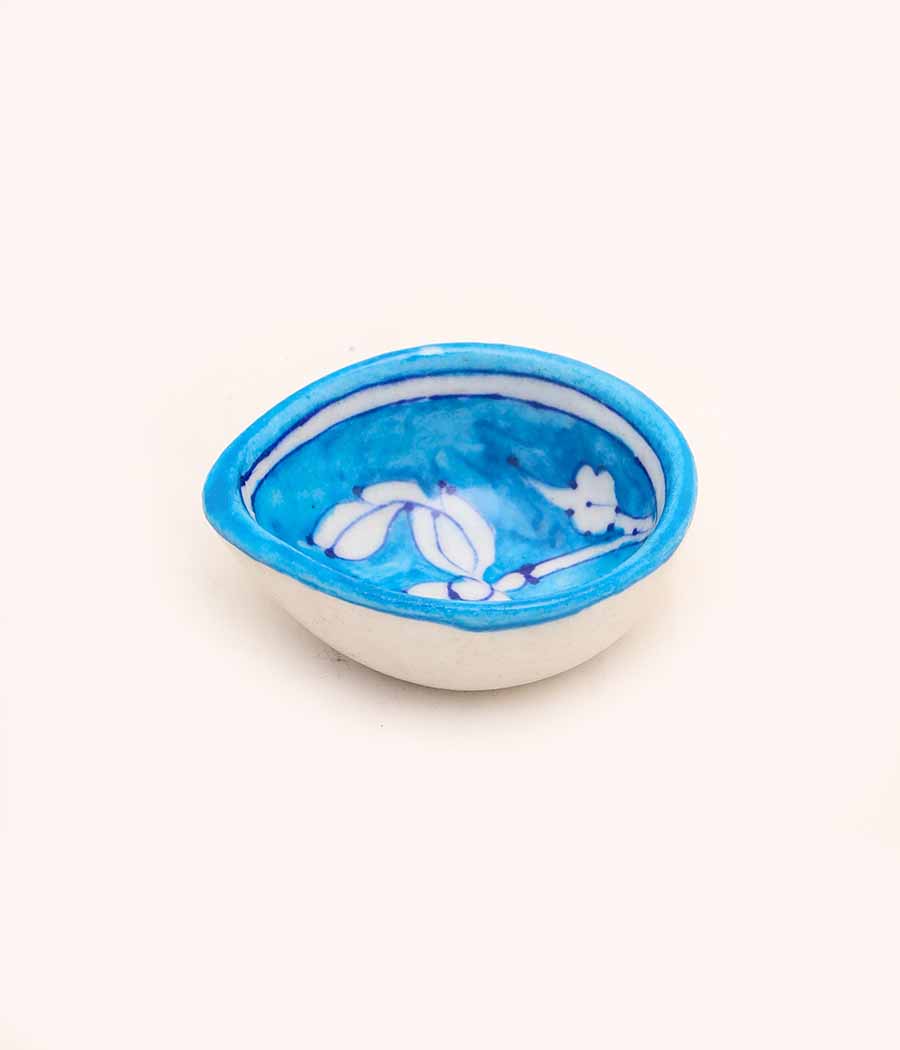 Blue Pottery white Decorative Diya