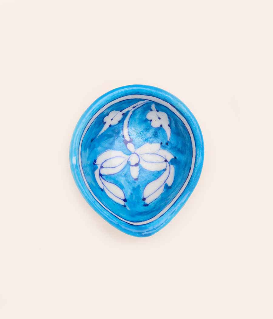 Blue Pottery white Decorative Diya