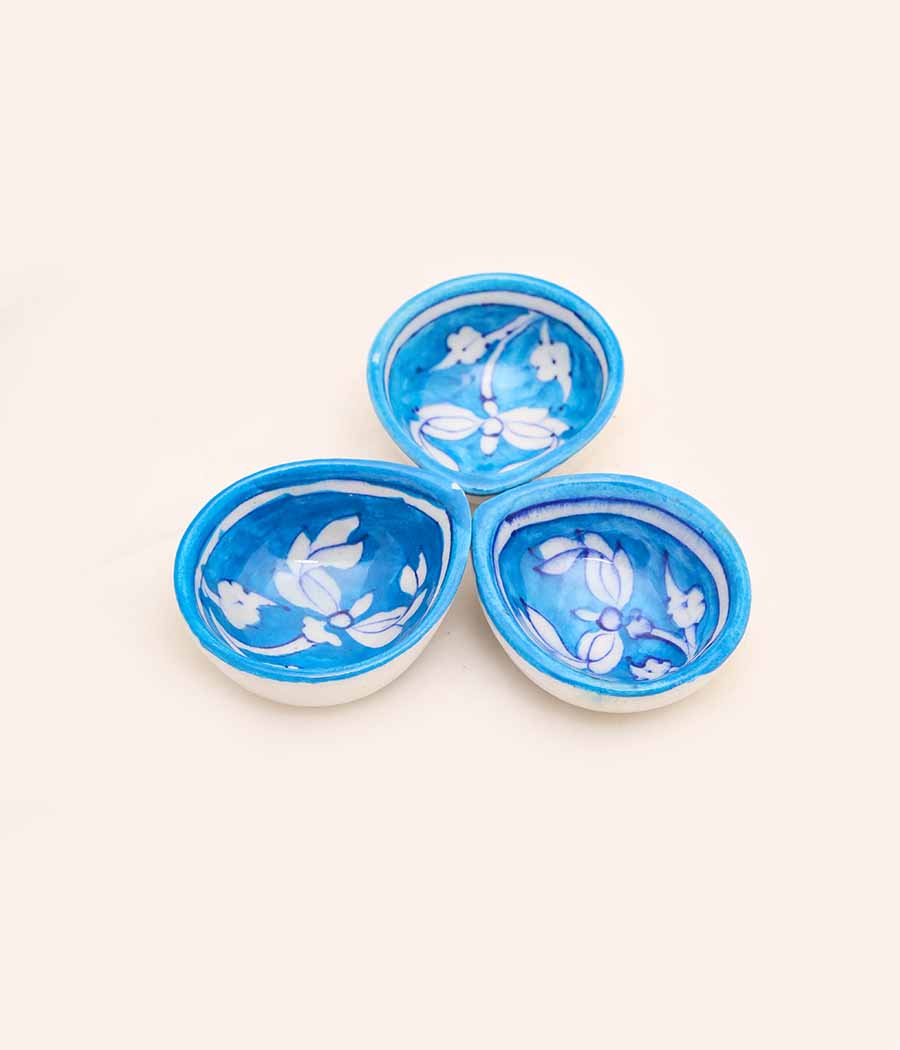 Blue Pottery white Decorative Diya