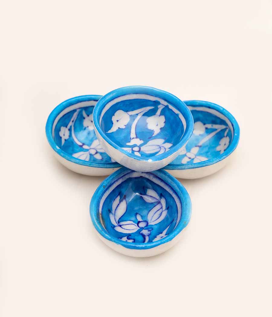 Blue Pottery white Decorative Diya