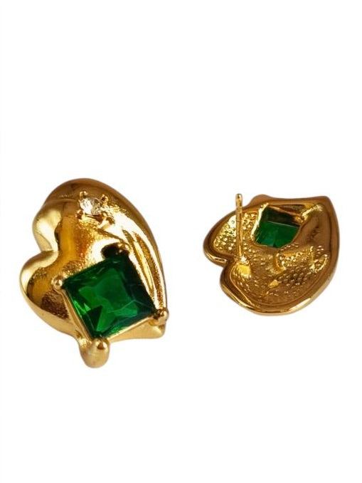 Emerald Shine Gold Studs