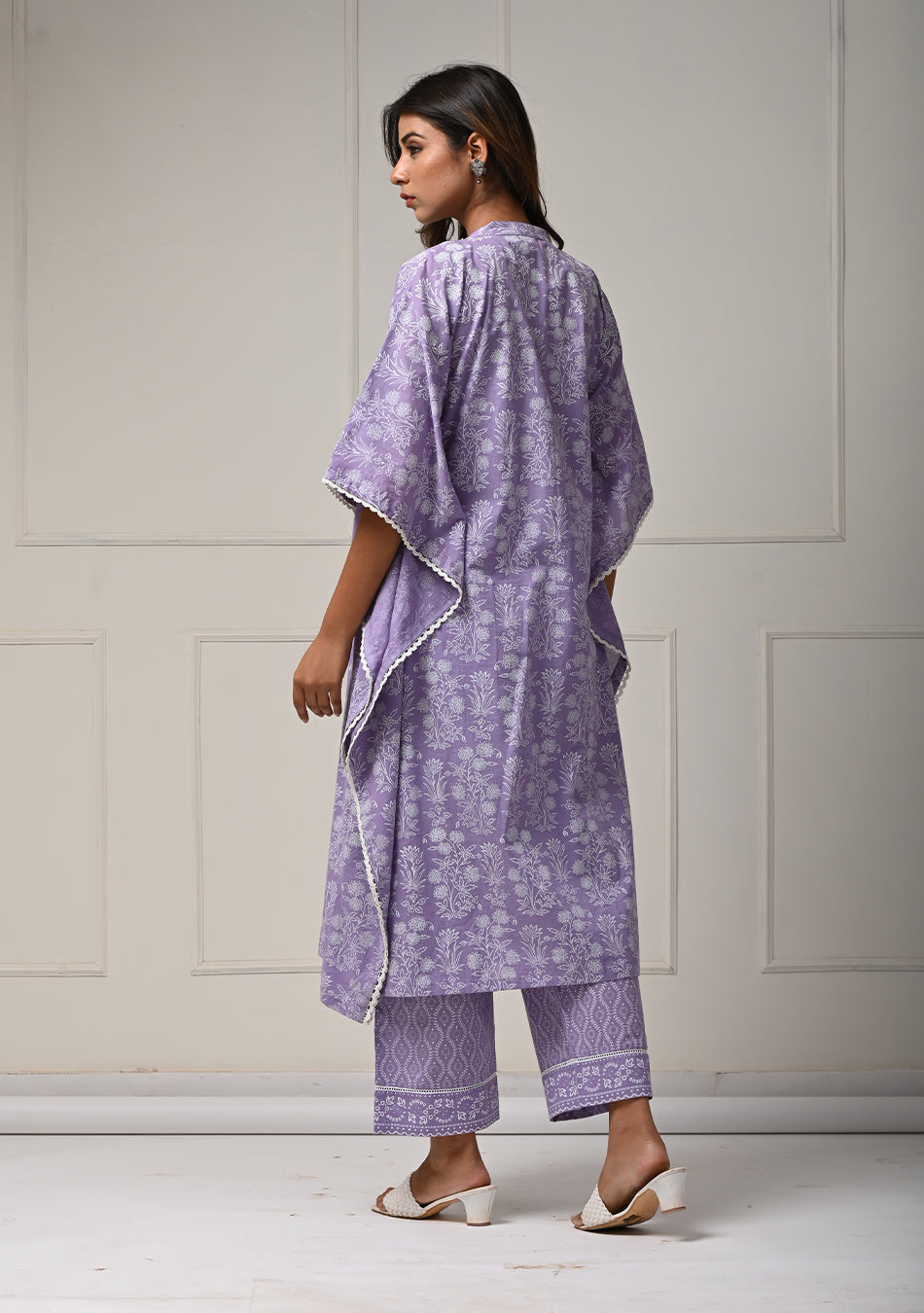 Khadi Print Lilac Kaftan Co-ord Set