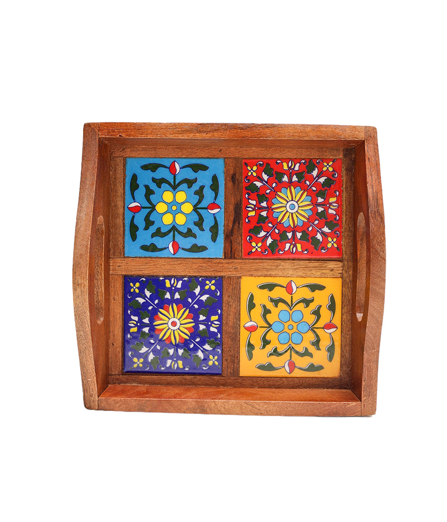 Blue Pottery Boxy Colourfull  Serving Tray