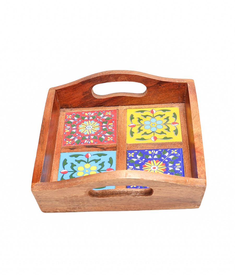 Blue Pottery Boxy Colourfull  Serving Tray