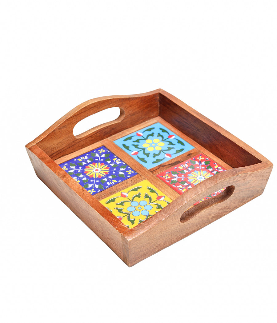 Blue Pottery Boxy Colourfull  Serving Tray