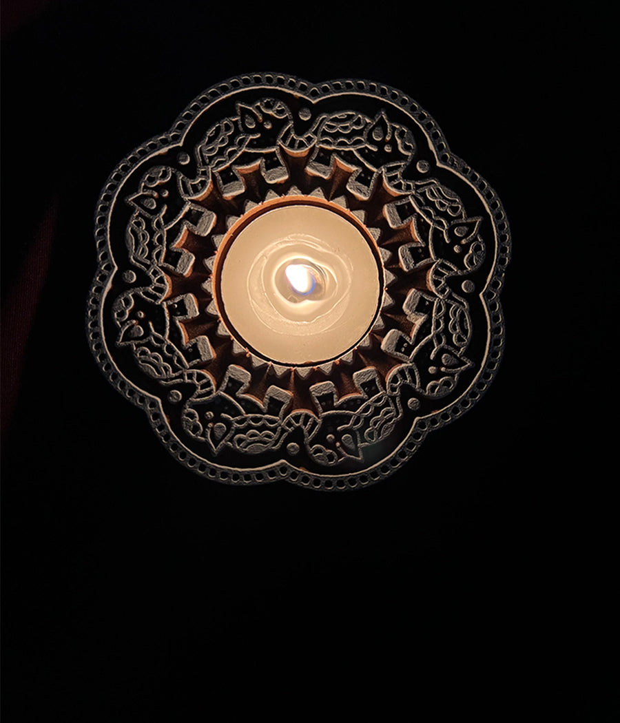 Enchanted Wooden Glow Diya - Set of 4