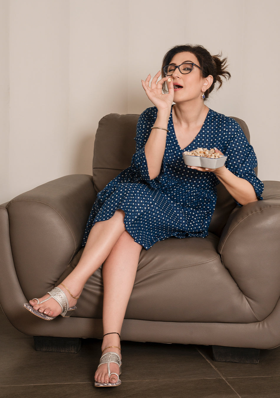 Dotty blue dress