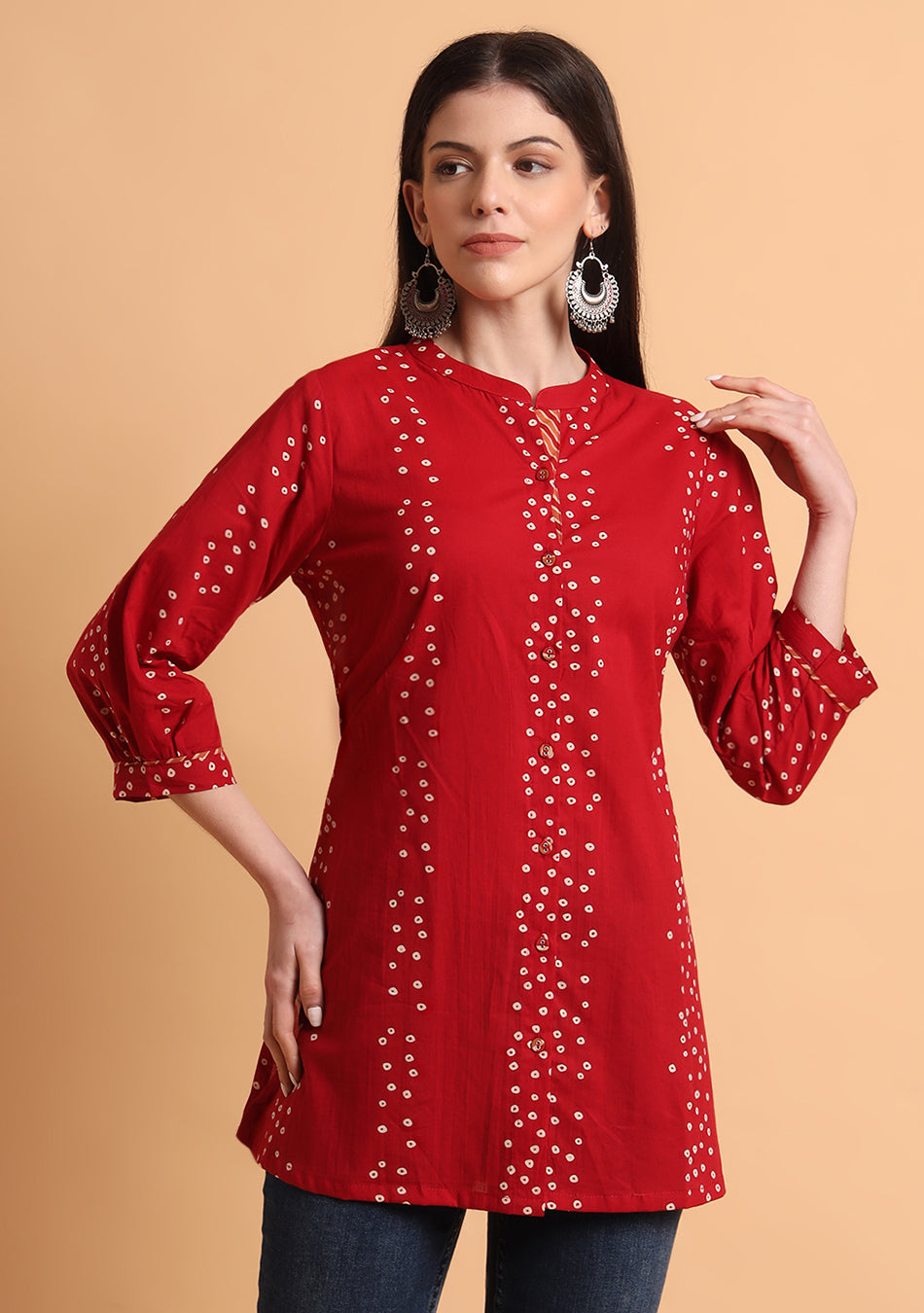 Deep Red Bandhani Top