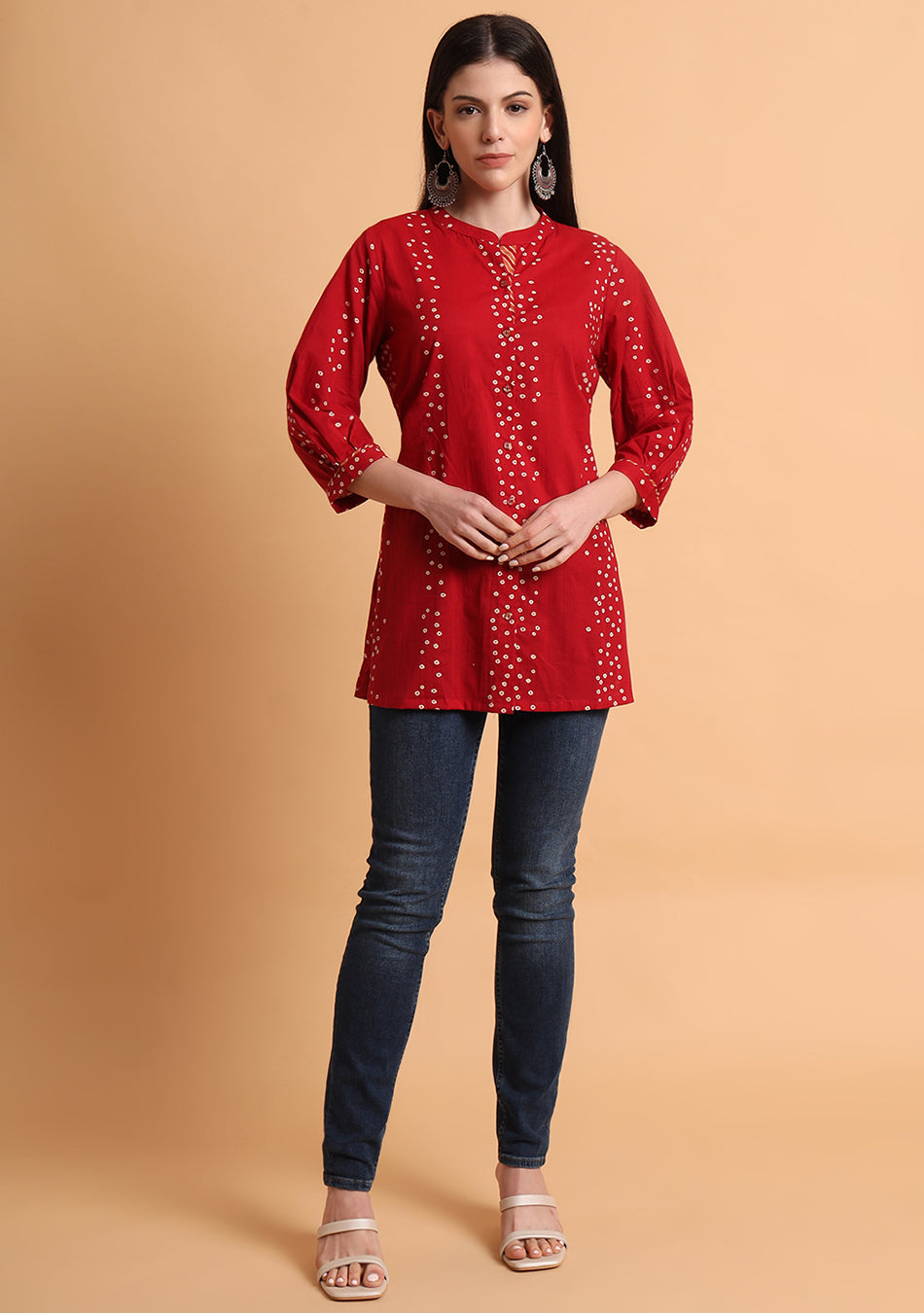 Deep Red Bandhani Top