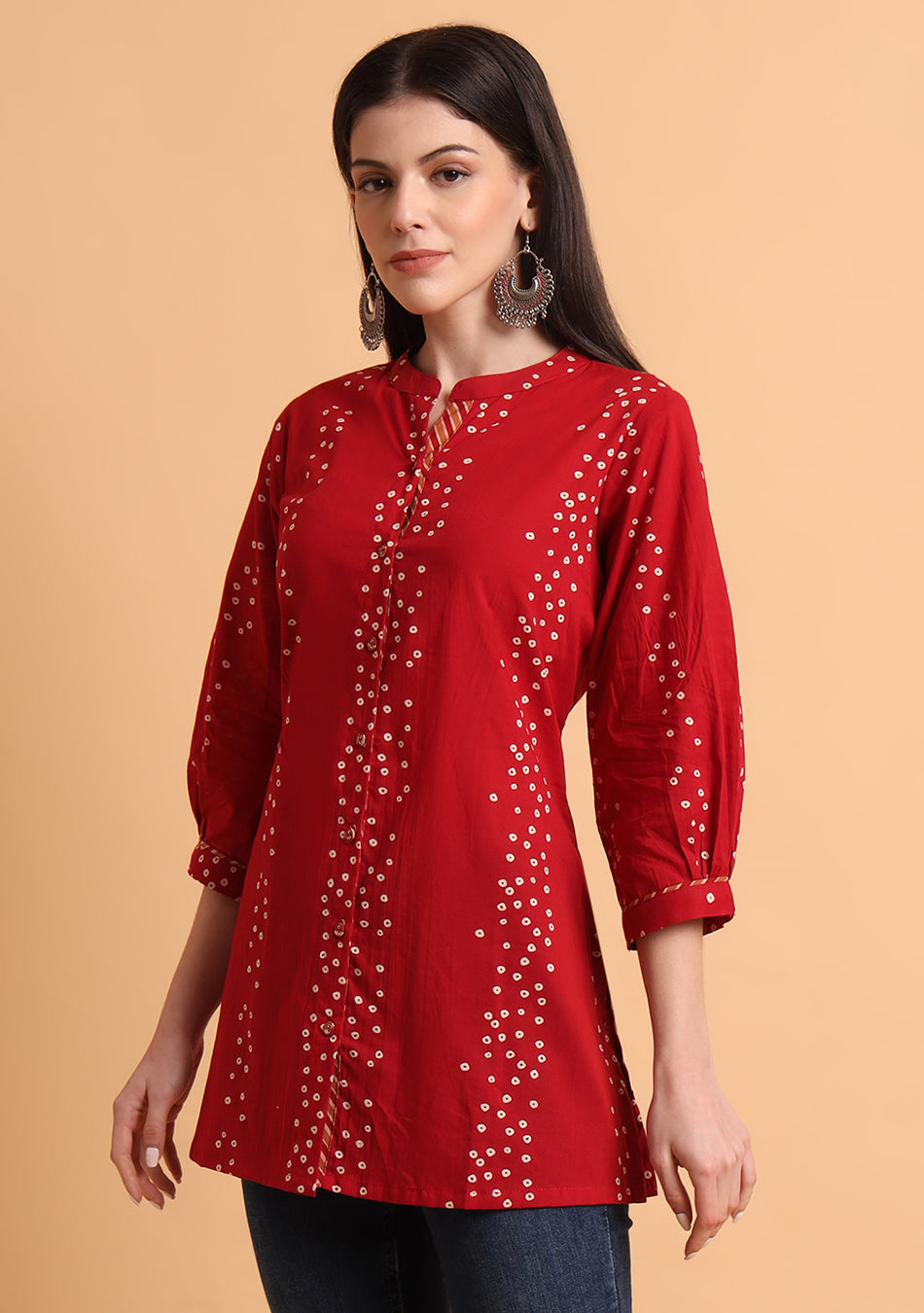 Deep Red Bandhani Top