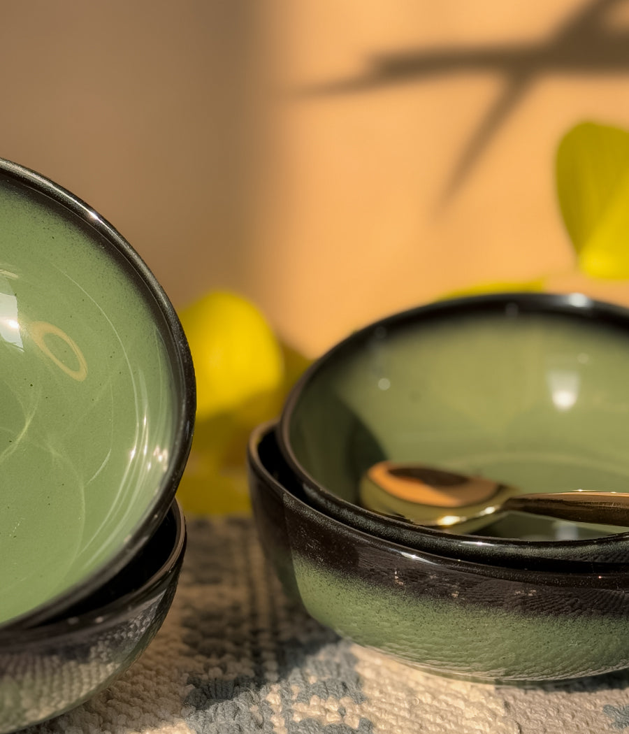 Green Oblong Soup Bowls