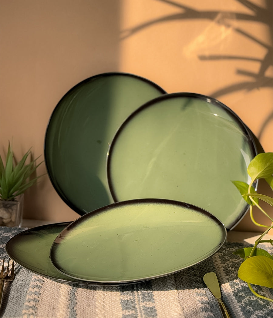 Green Oblong Dinner Plates