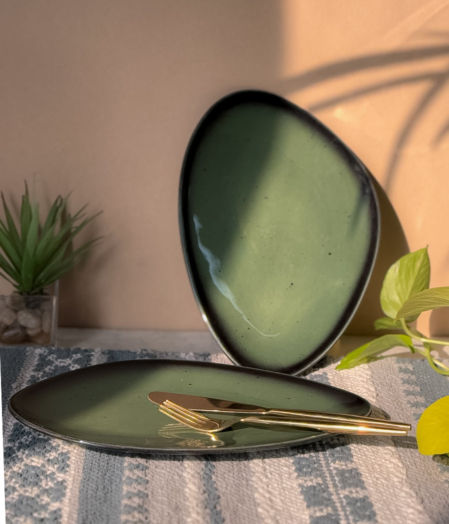 Green Oblong Triangle Platter