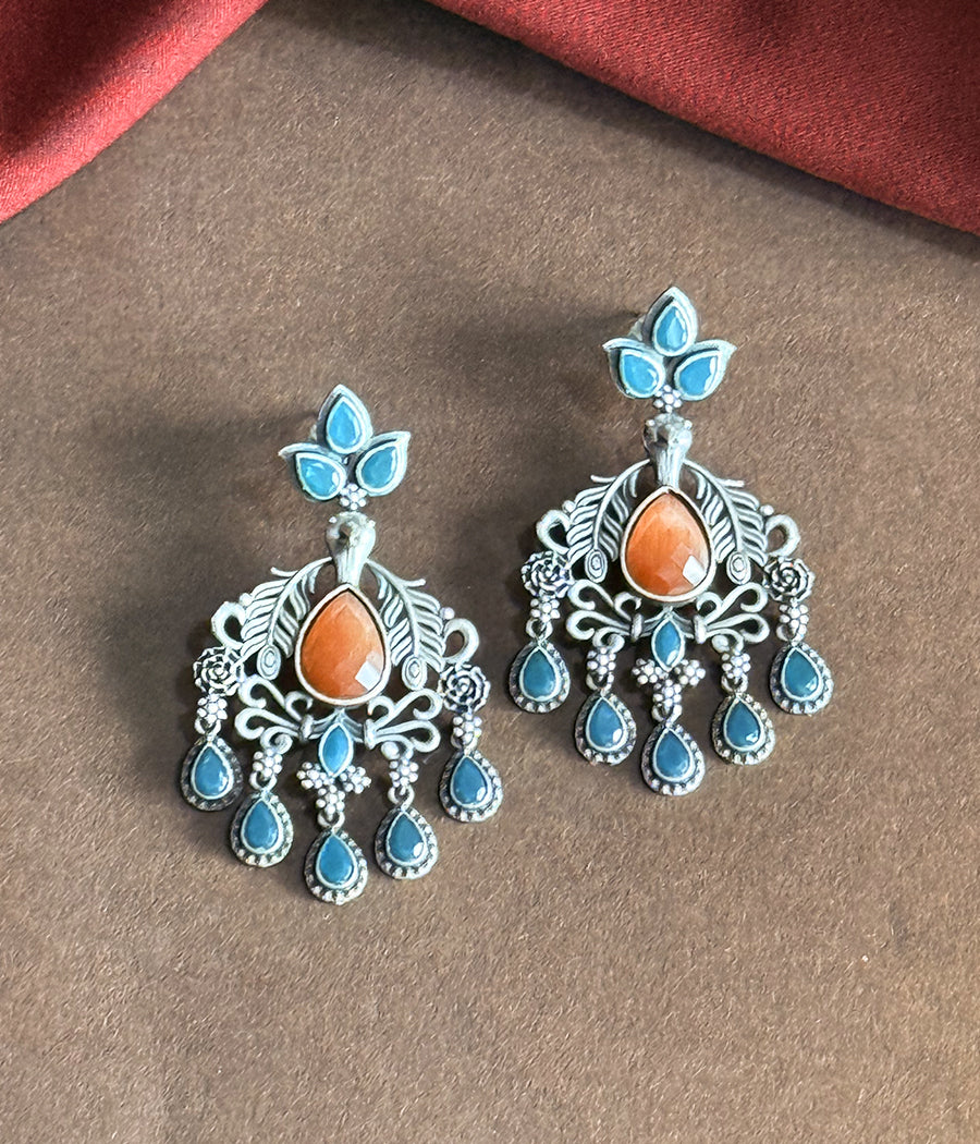 PEACOCK JADE DANGLE EARRINGS