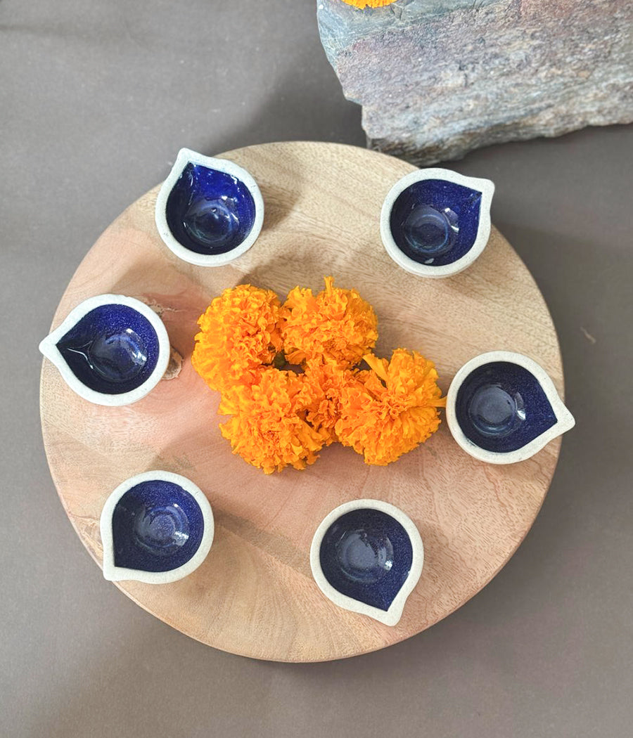 VOILET CERAMIC DIYA - SET OF 6