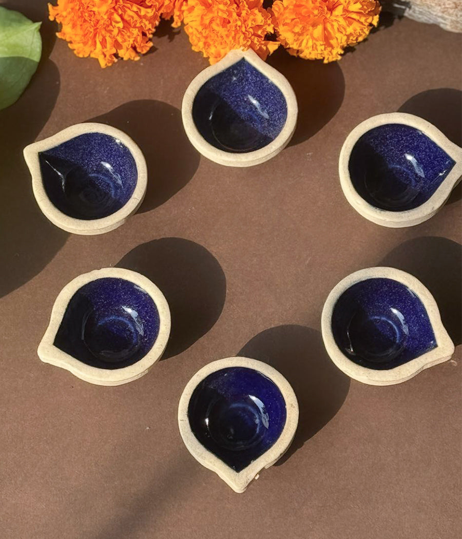 VOILET CERAMIC DIYA - SET OF 6