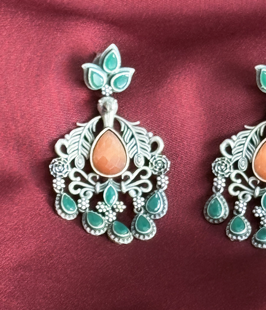 PEACOCK JADE DANGLE EARRINGS