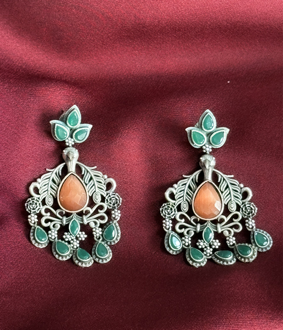 PEACOCK JADE DANGLE EARRINGS