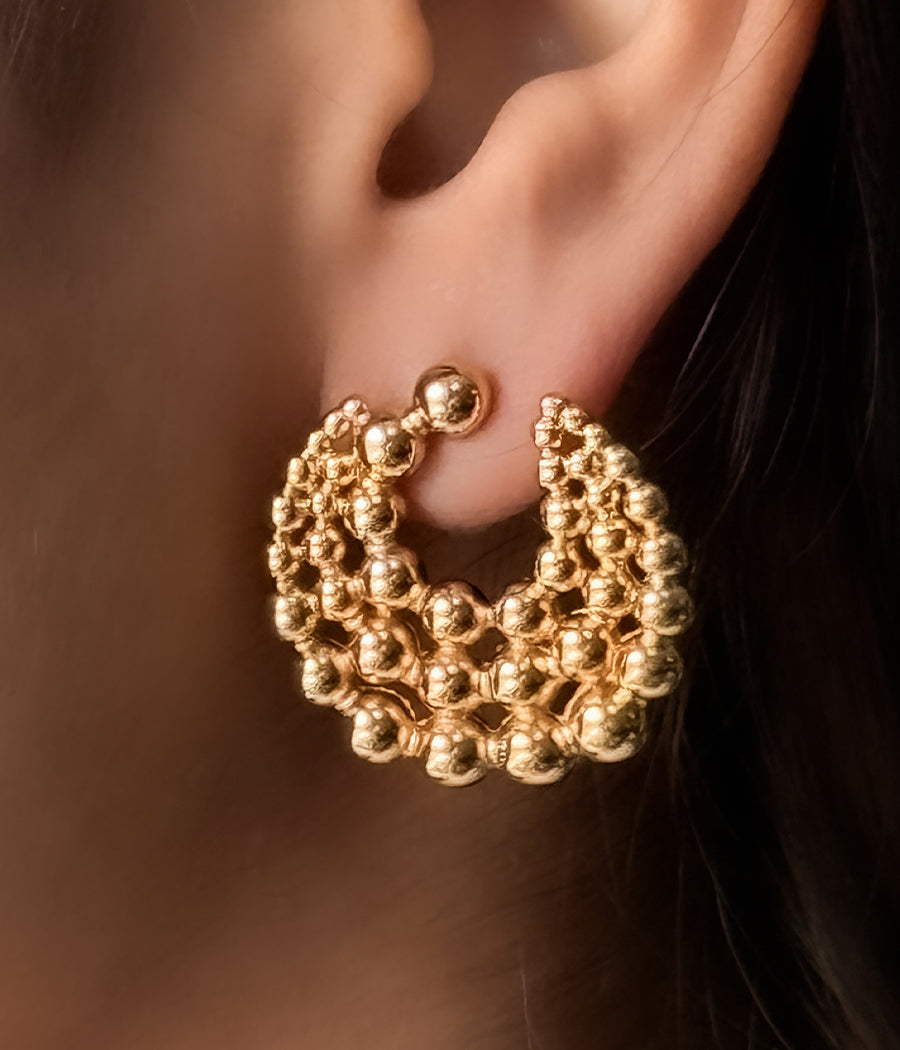 Golden Beaded Earrings