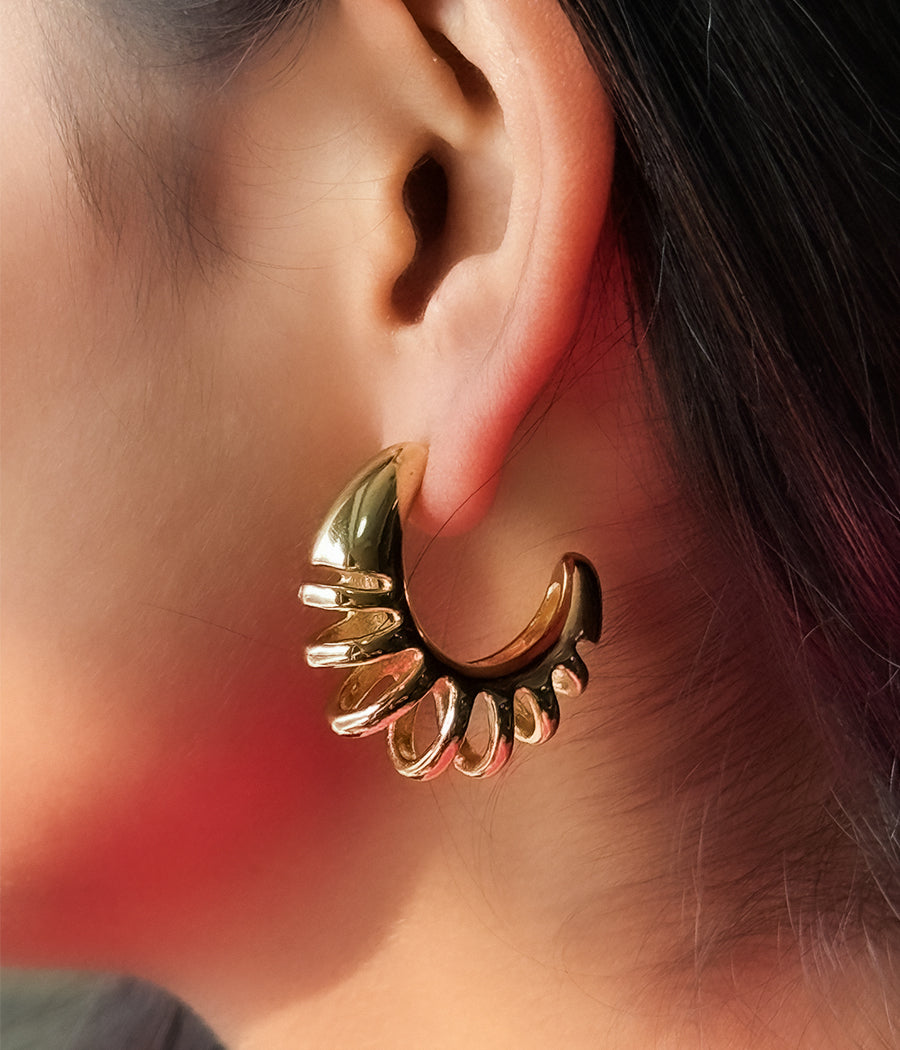 GOLDEN CRESCENT STUD EARRINGS