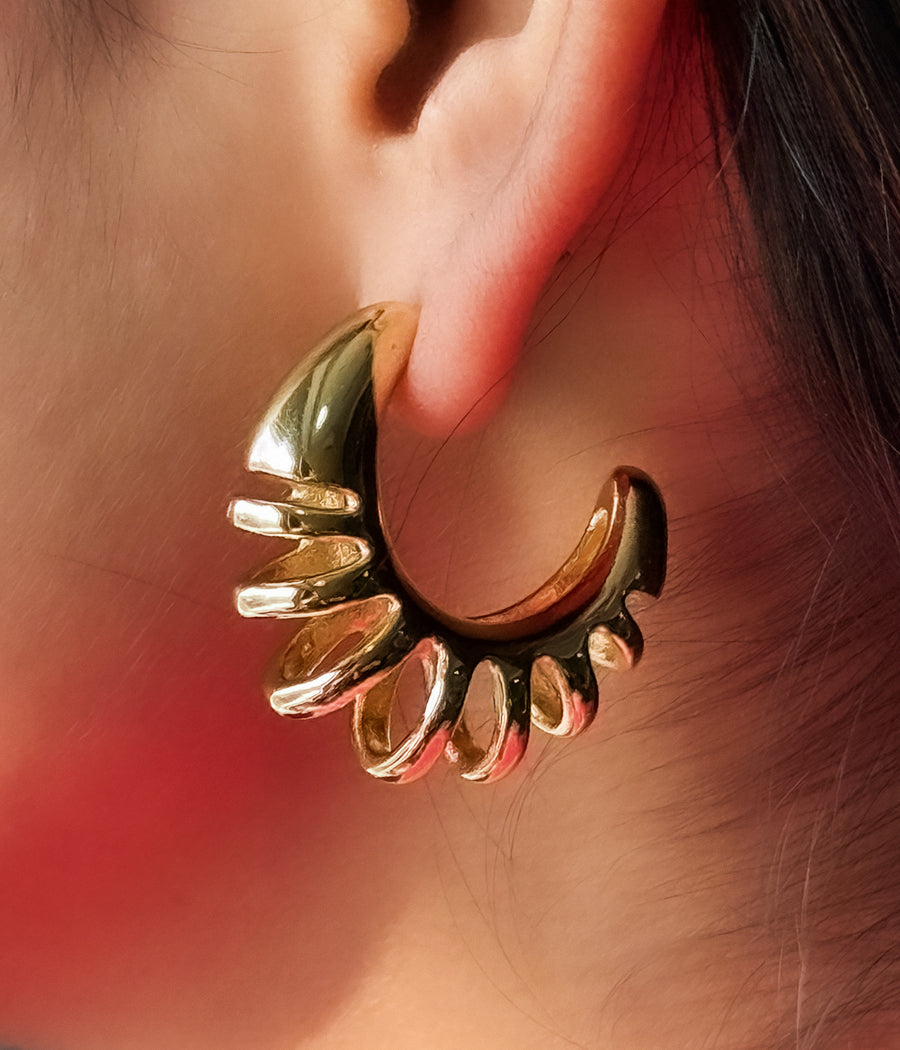 GOLDEN CRESCENT STUD EARRINGS