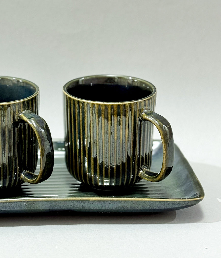 Turaco Mugs with Tray - Set of 2