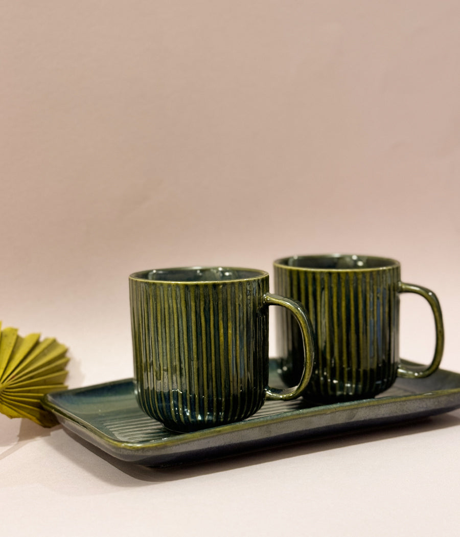 Turaco Mugs with Tray - Set of 2