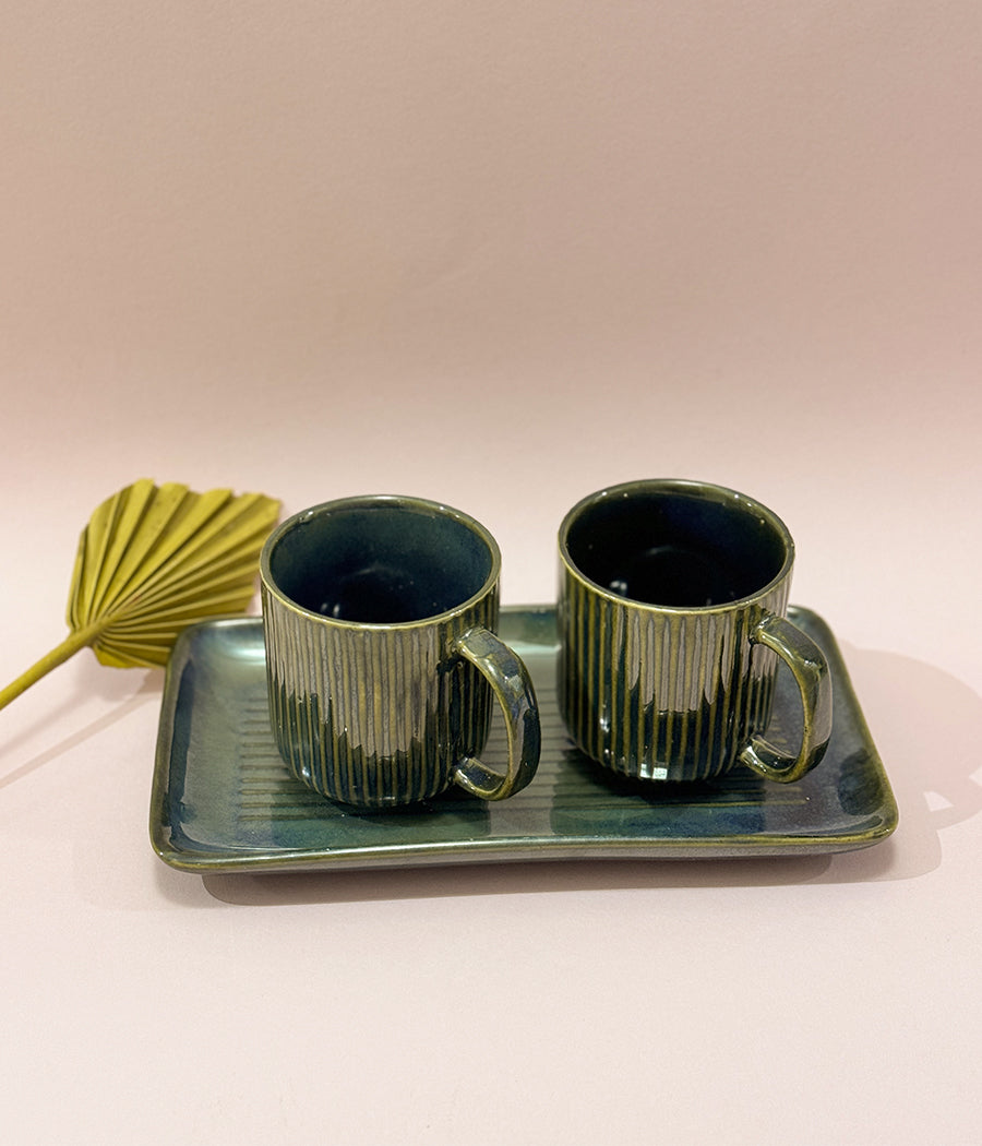 Turaco Mugs with Tray - Set of 2