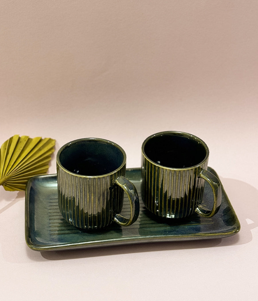 Turaco Mugs with Tray - Set of 2