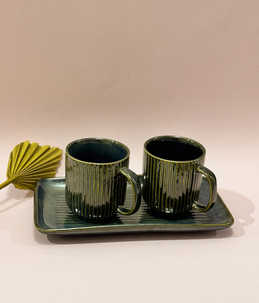 Turaco Mugs with Tray - Set of 2