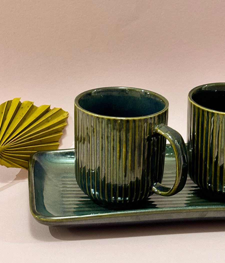 Turaco Mugs with Tray - Set of 2