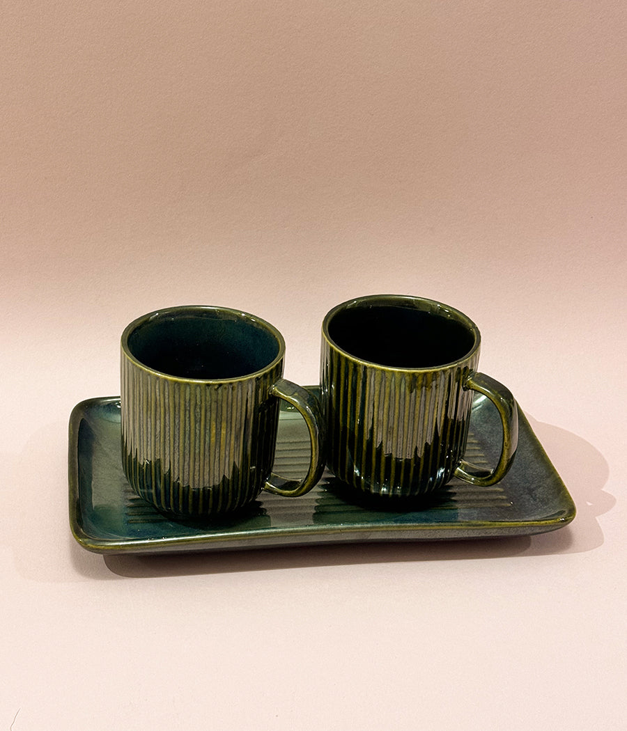 Turaco Mugs with Tray - Set of 2