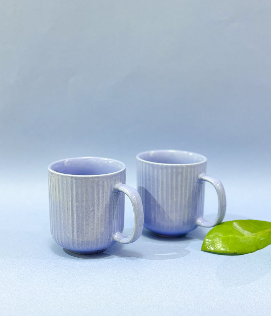 Lilac Jay Mugs with Tray