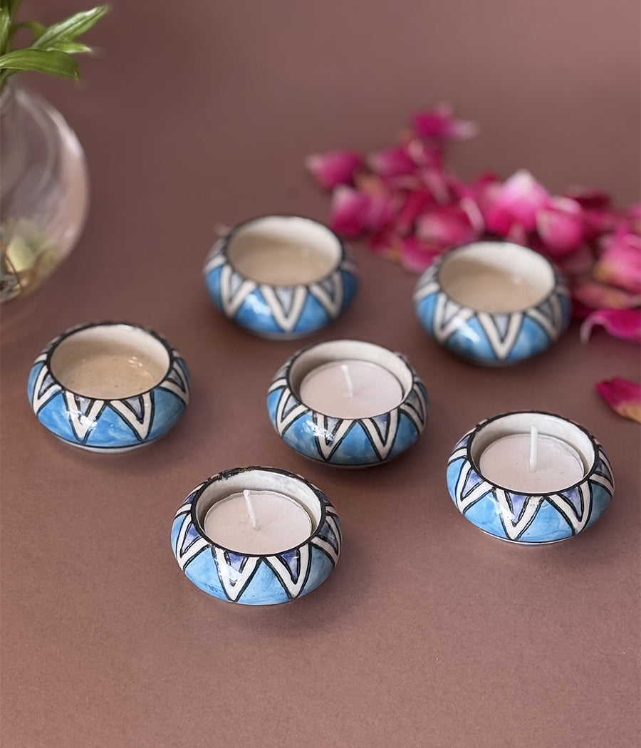 Blue Hill Ceramic Diya - Set of 6