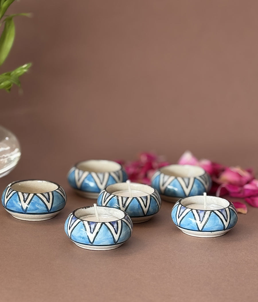 Blue Hill Ceramic Diya - Set of 6