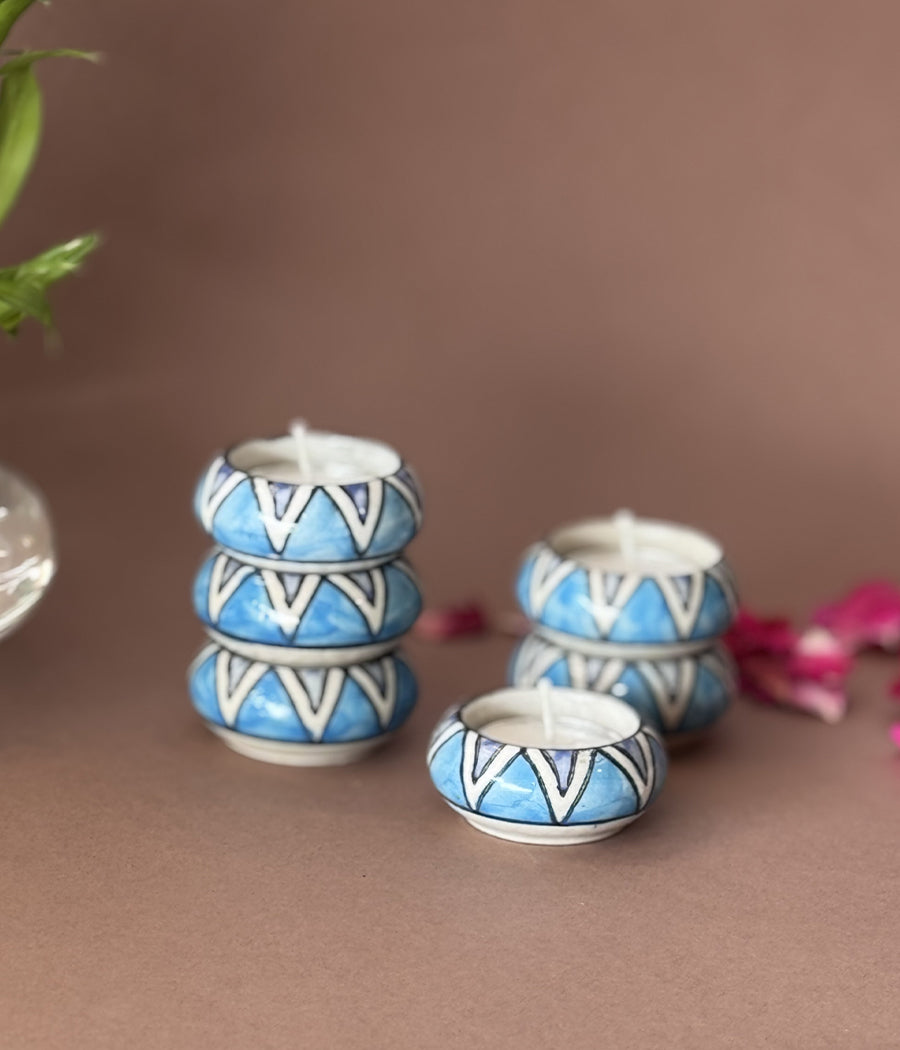 Blue Hill Ceramic Diya - Set of 6