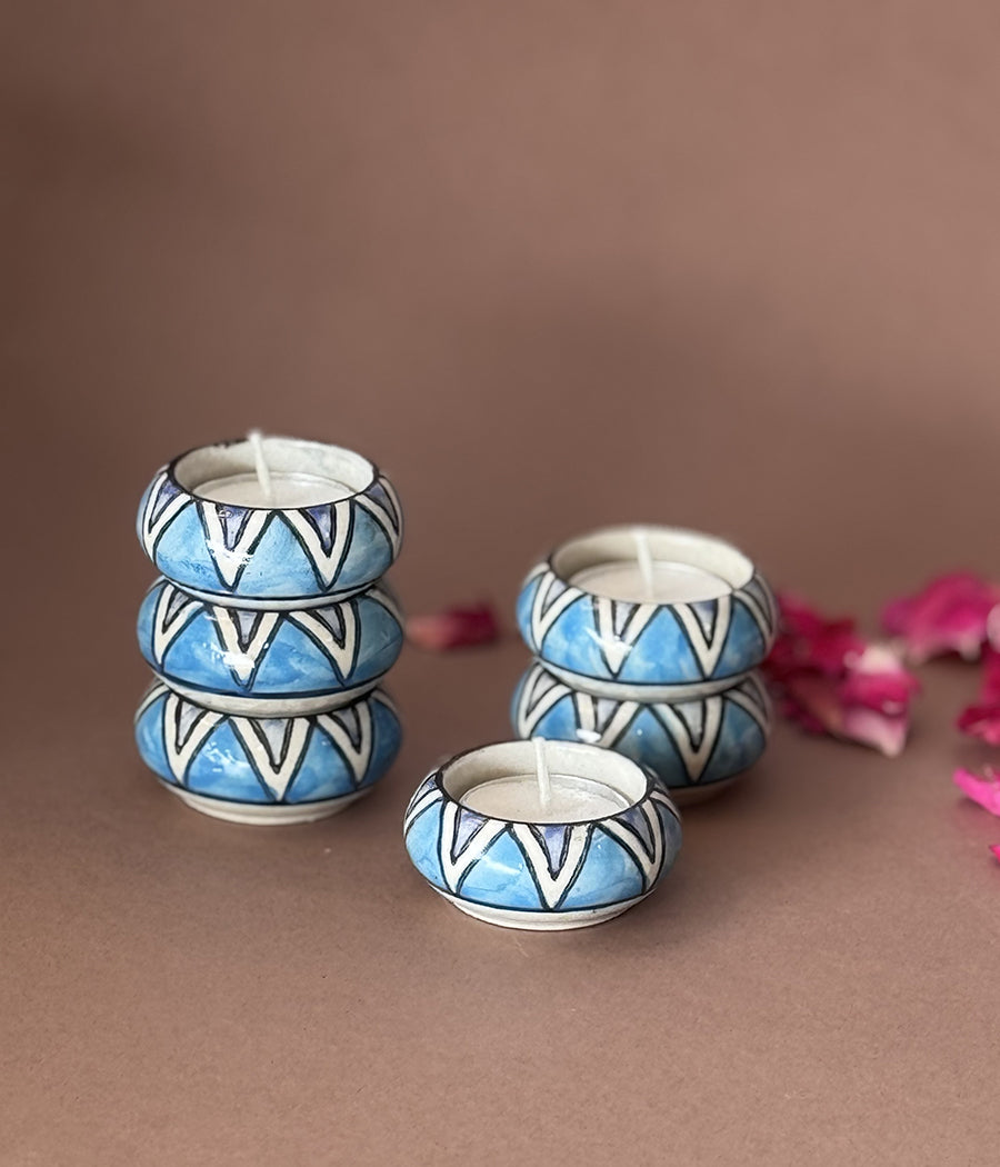 Blue Hill Ceramic Diya - Set of 6