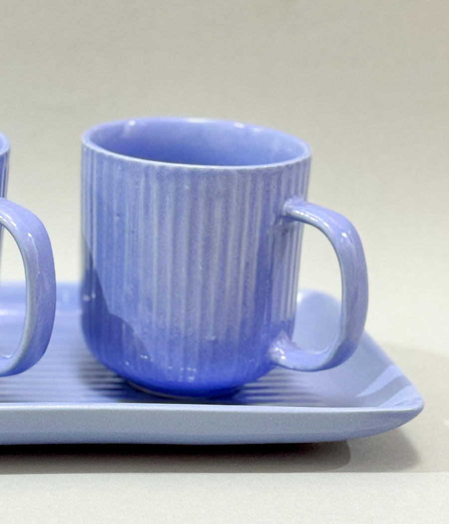 Lilac Jay Mugs with Tray