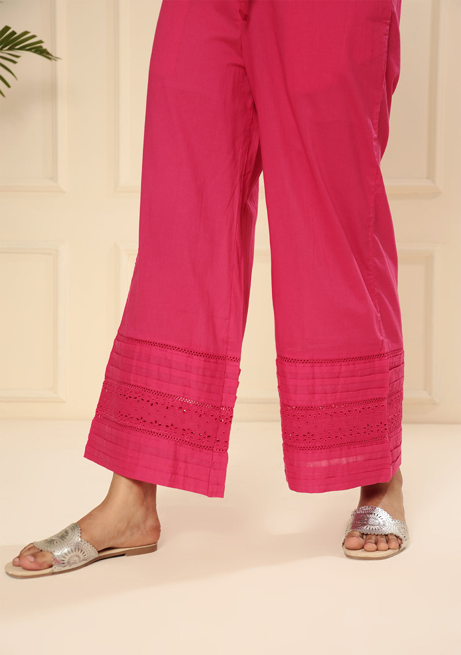 BRIGHT PINK SCHIFFLY BORDER PANT