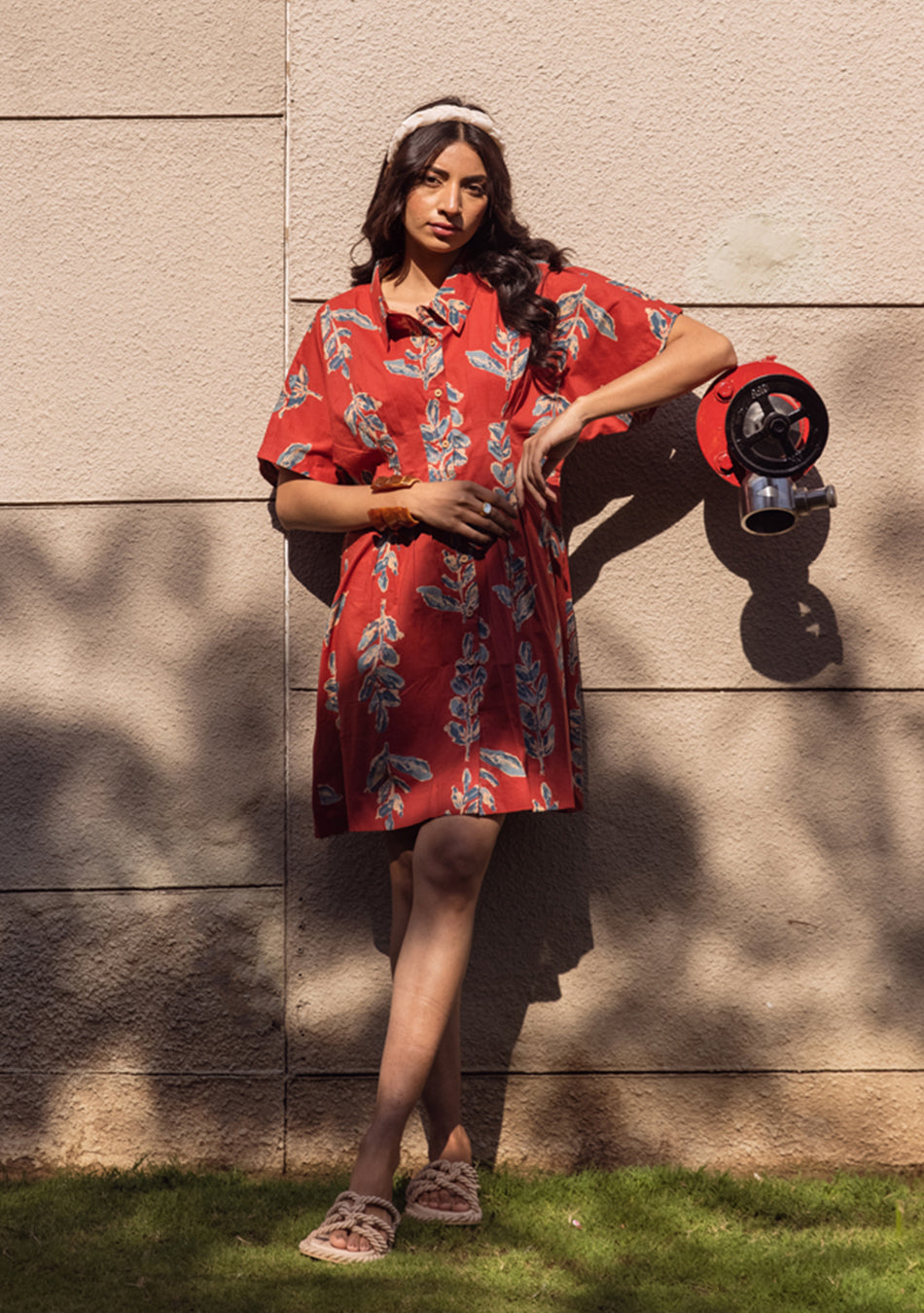 Crimson Leafy Dress