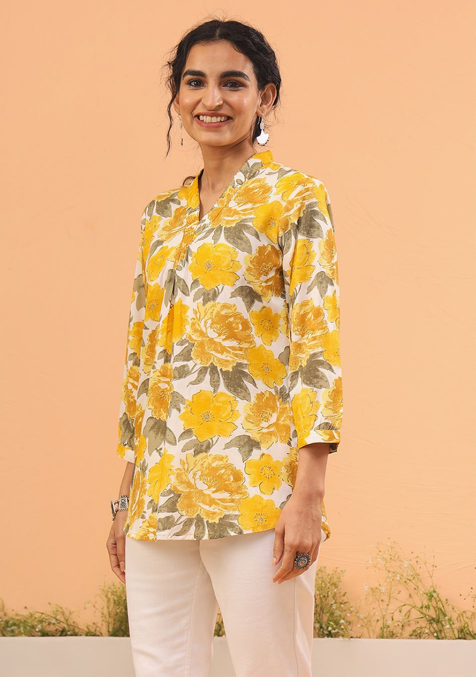 Sunshine Floral Pleated Top