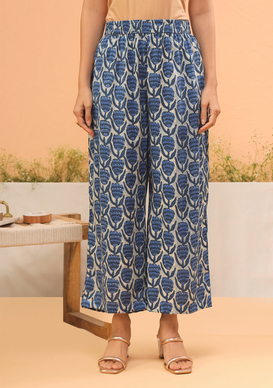 Indigo Printed A-line Kurta Set