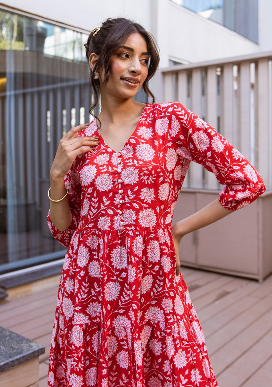 Red Floral Delight Dress