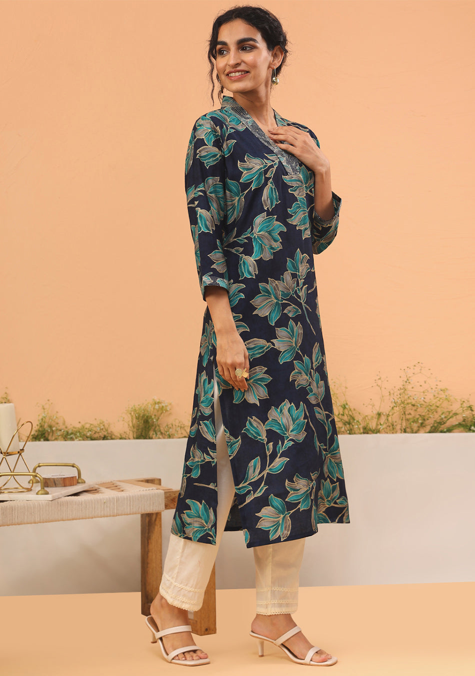 Teal Grace Embroidered Kurta