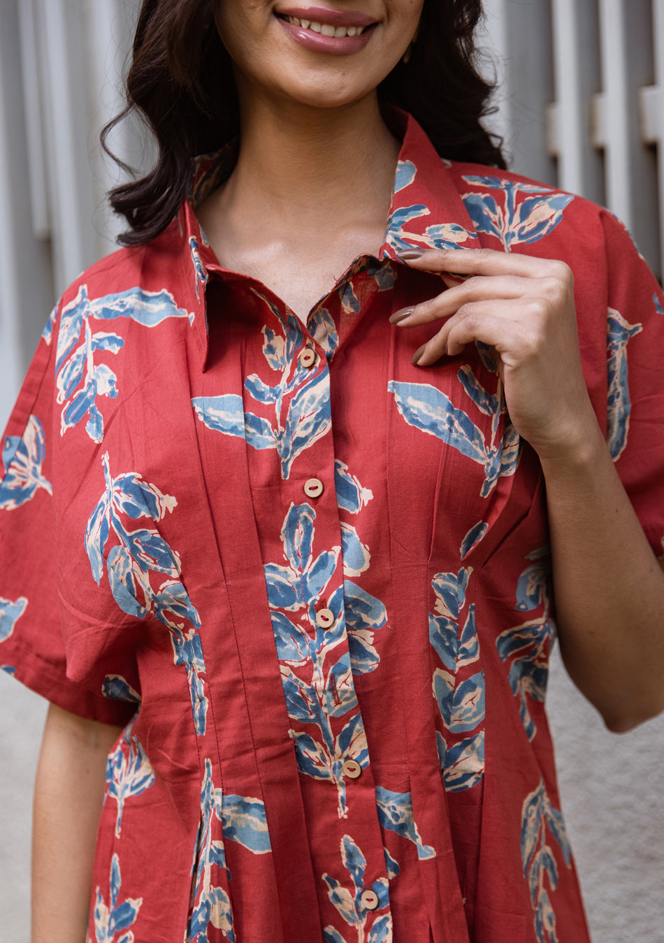 Crimson Leafy Dress