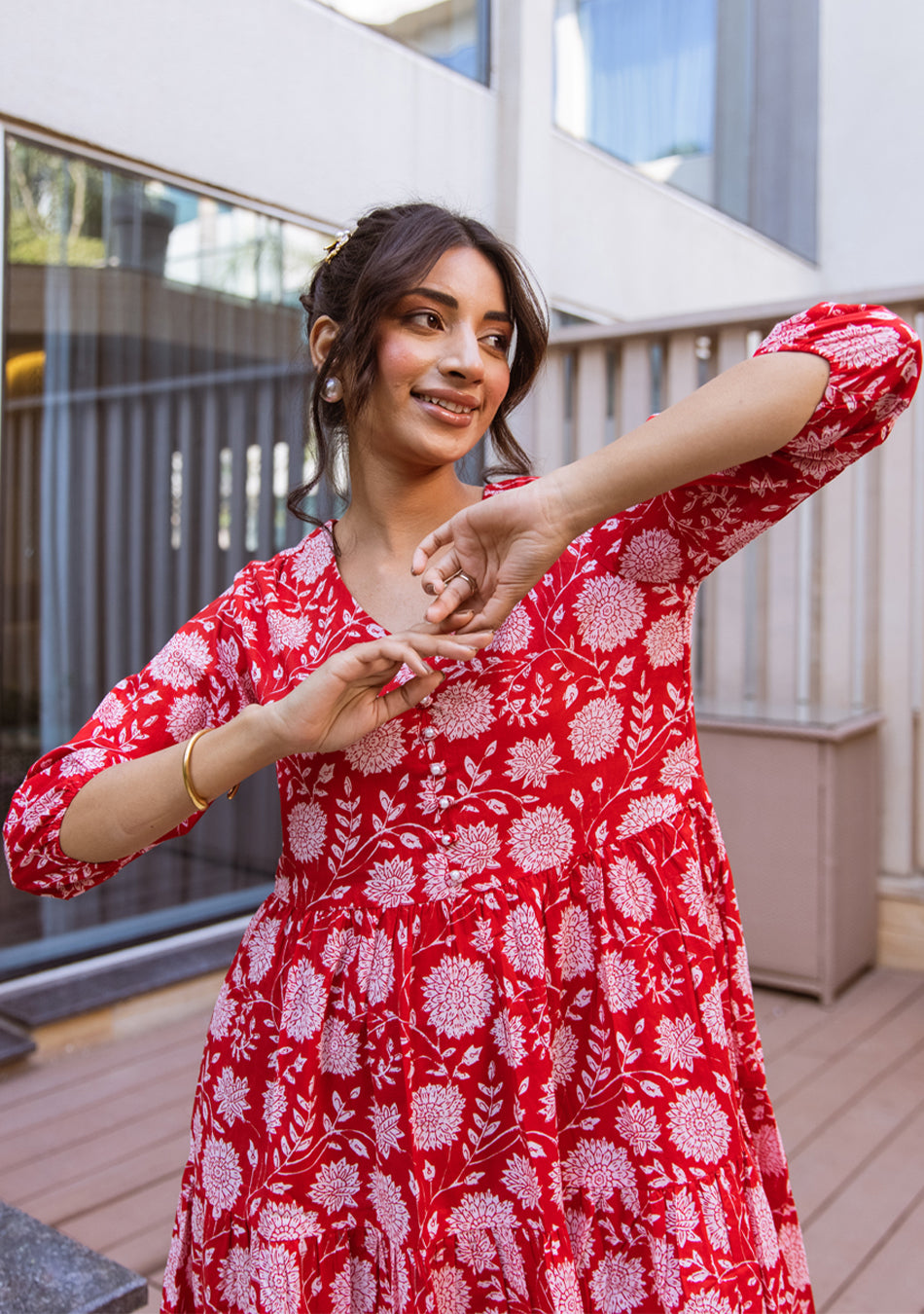 Red Floral Delight Dress