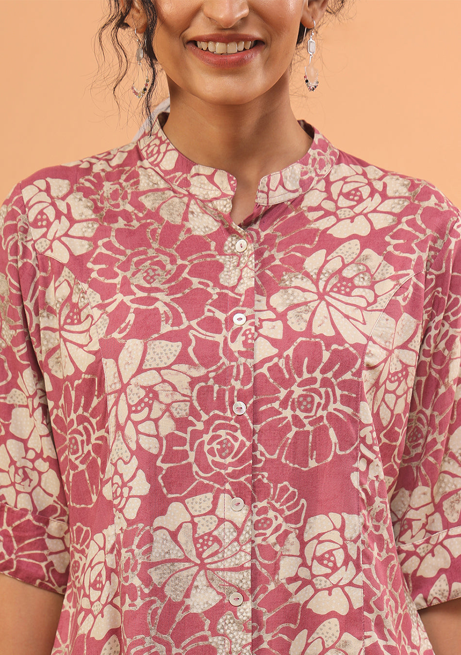 French Pink Floral Print Top