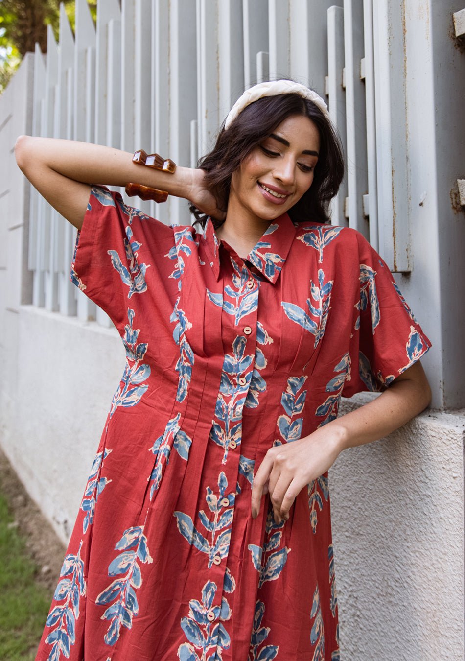 Crimson Leafy Dress